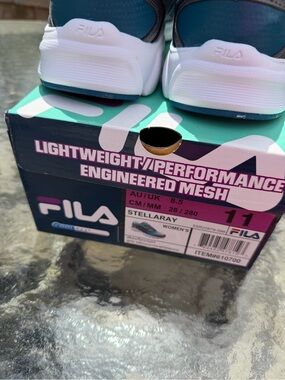 Fila womens 11 Stella Ray Teal & Gray Mesh Athletic Sneakers